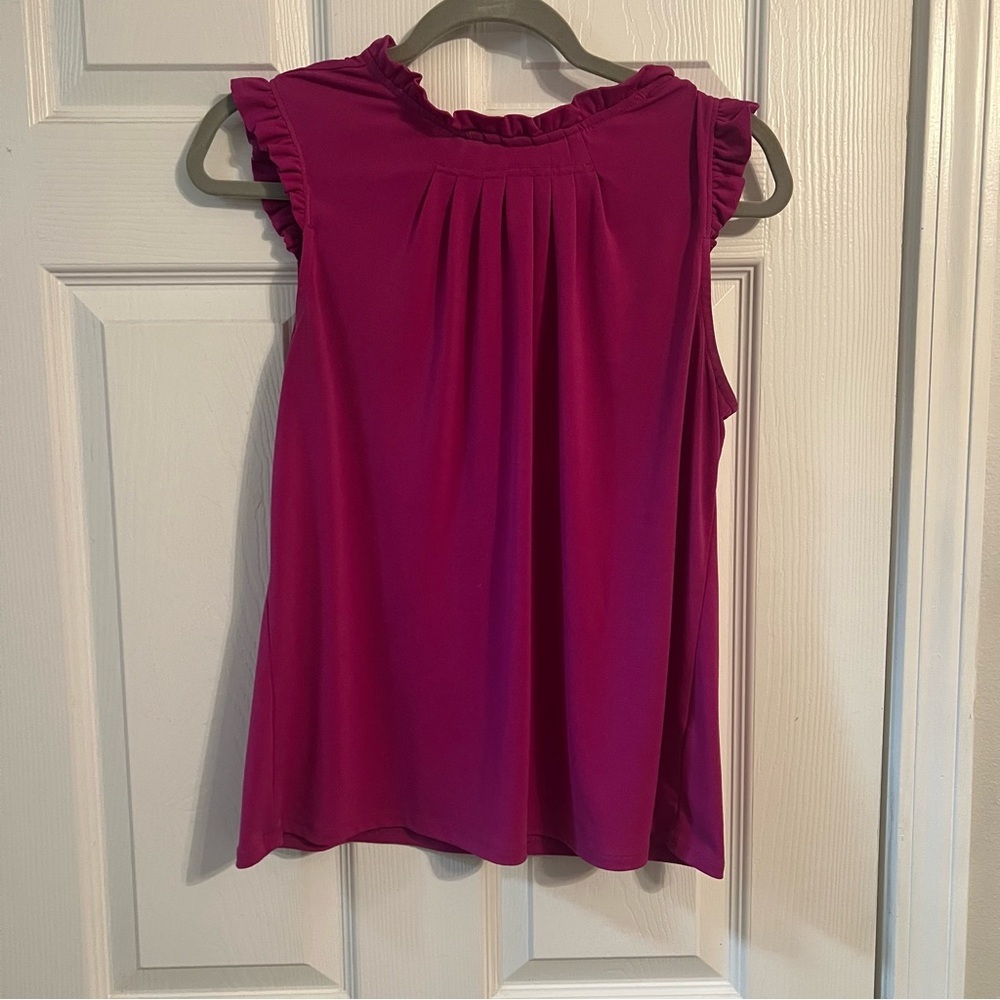 Adrianna Papell Fuchsia Ruffle Sleeve Pleated Blouse Size M